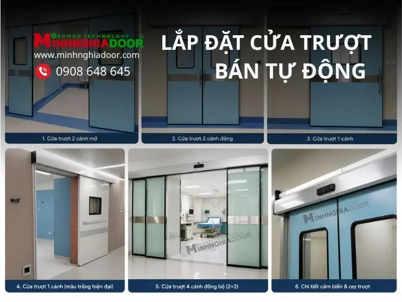 Lắp đặt cửa trượt bán tự động Lắp đặt cửa trượt bán tự động