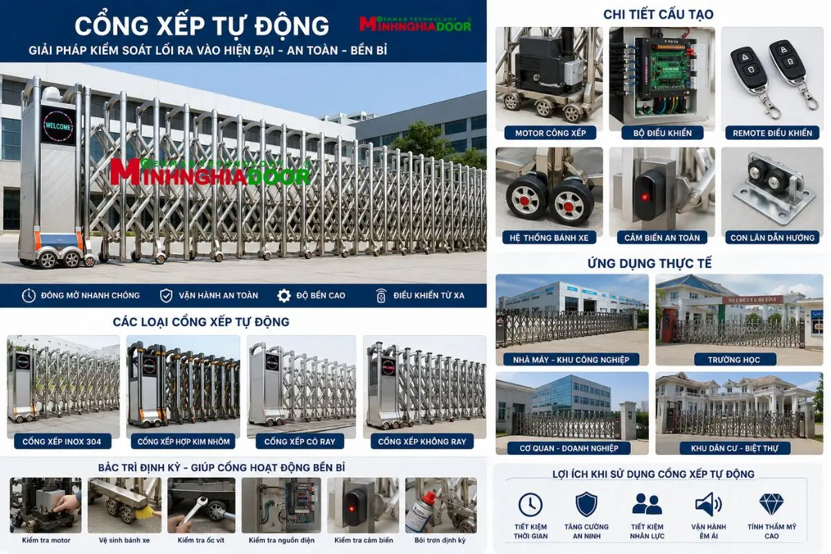 Mẫu cổng xếp tự động 2026 Mẫu cổng xếp tự động 2026