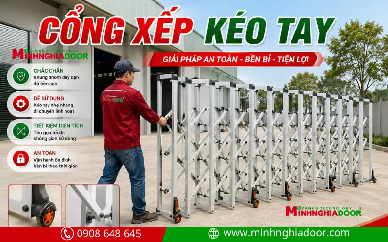 Cổng xếp kéo tay Minh Nghĩa Cổng xếp kéo tay Minh Nghĩa