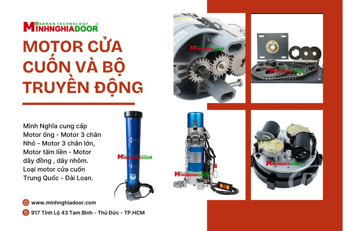 Chi tiết động cơ và bộ truyền động motor cửa cuốn YH